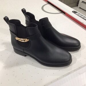 Henry Ferrera Black Winter & Rain Boots with Gold Accent